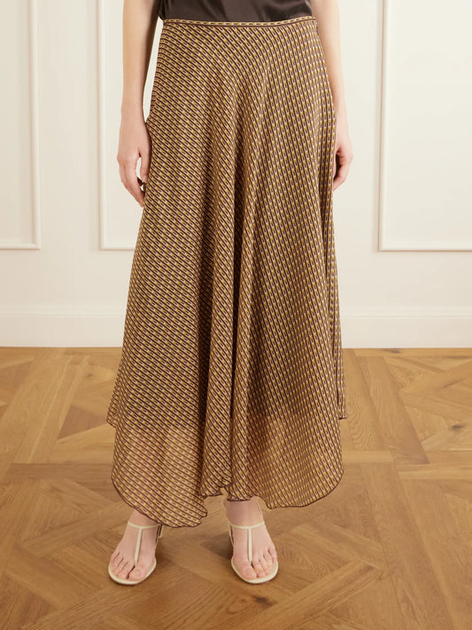 Cooper Asymmetric Printed Chiffon Maxi Skirt
