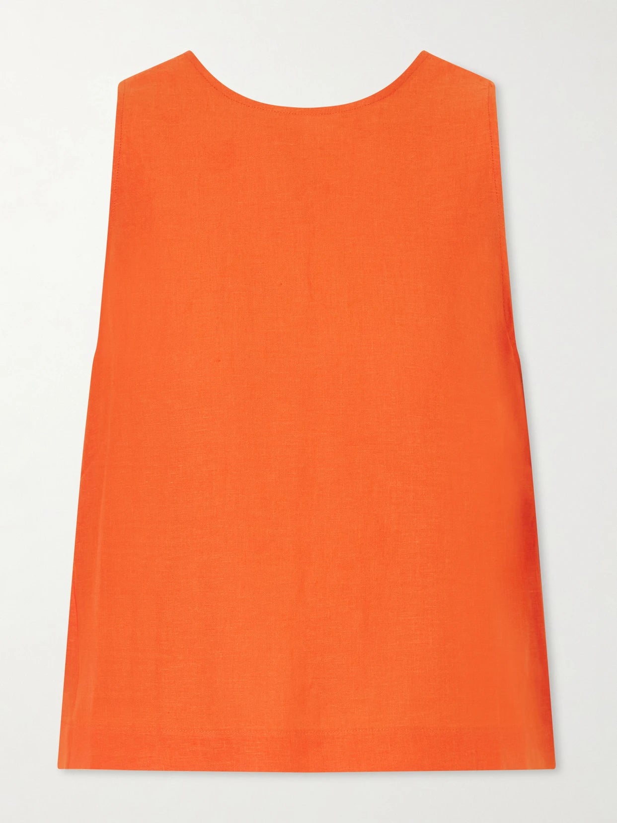 Image of a model wearing Tops. Product name - Ravie Linen Tank in Orange colour by brand - Eres
