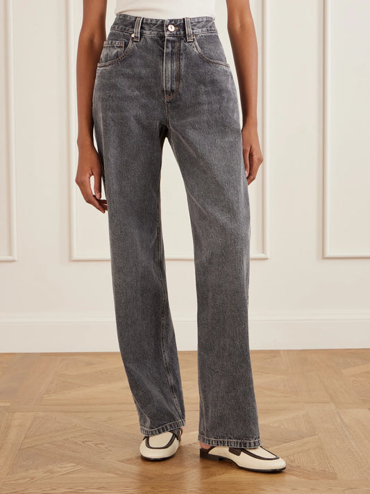 Cotton Mid-rise Wide-leg Jeans