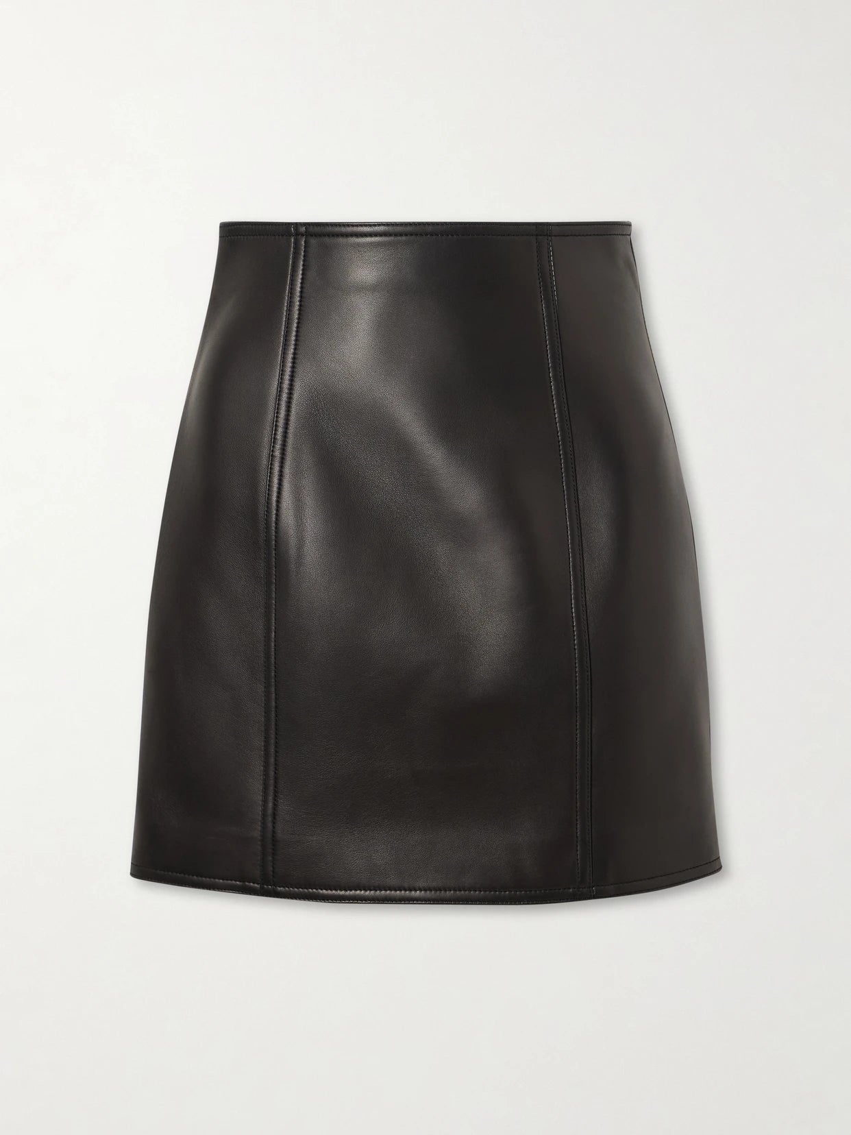 Paneled Leather Mini Skirt
