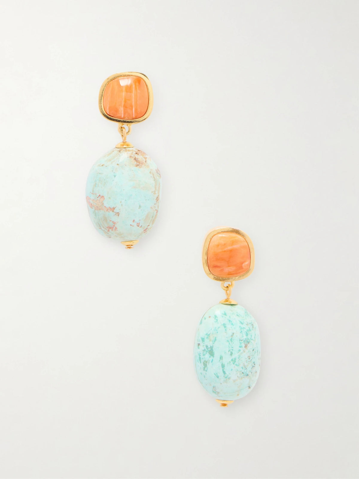Citrus Splash Gold-plated, Shell And Turquoise Earrings