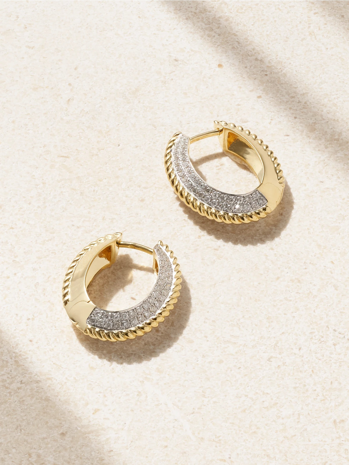 18-karat Yellow And White Gold Diamond Hoop Earrings
