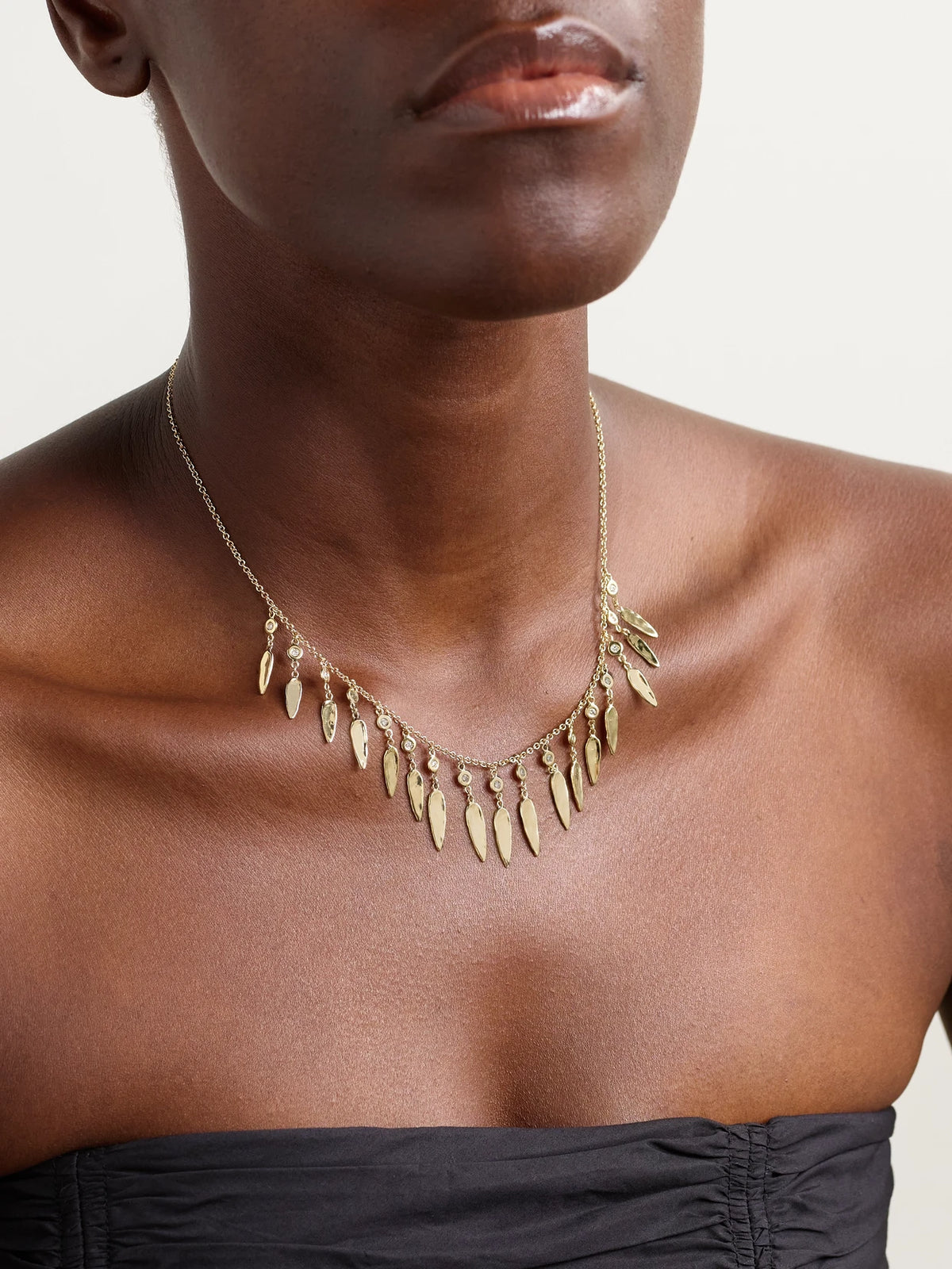 Image of Necklaces. Product name - Shaker 14-karat Gold Diamond Necklace in Multi colour by brand - Jacquie Aiche