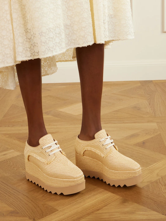 Elyse Woven Raffia Platform Brogues