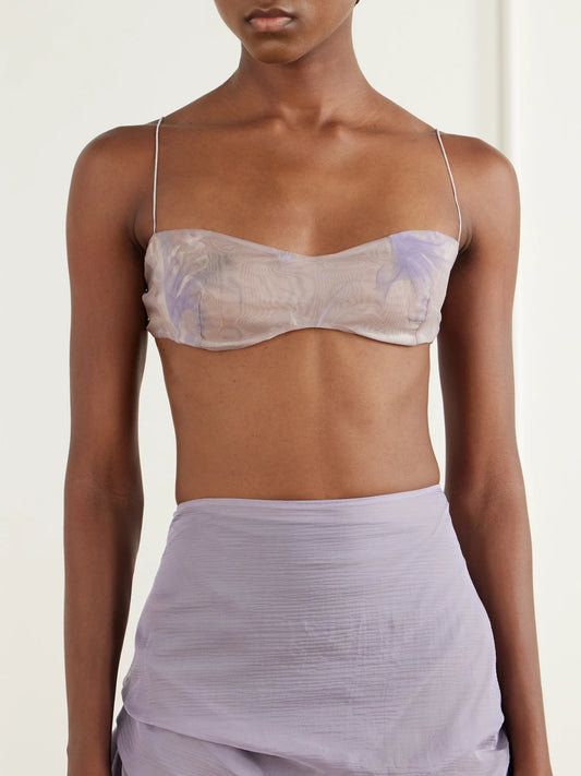 Pauline Dujancourt Poppy Floral-print Organza Bra