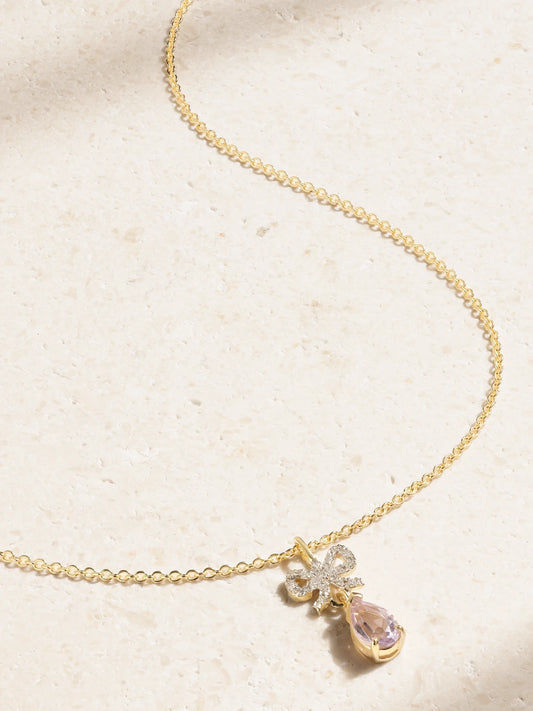 STONE STRAND Pretty In Pink 10-karat Gold, Amethyst And Diamond Necklace