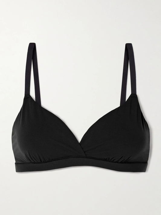 Image of Lingerie. Product name - Fits Everybody Crossover Bralette - Onyx in Black colour by brand - SKIMS