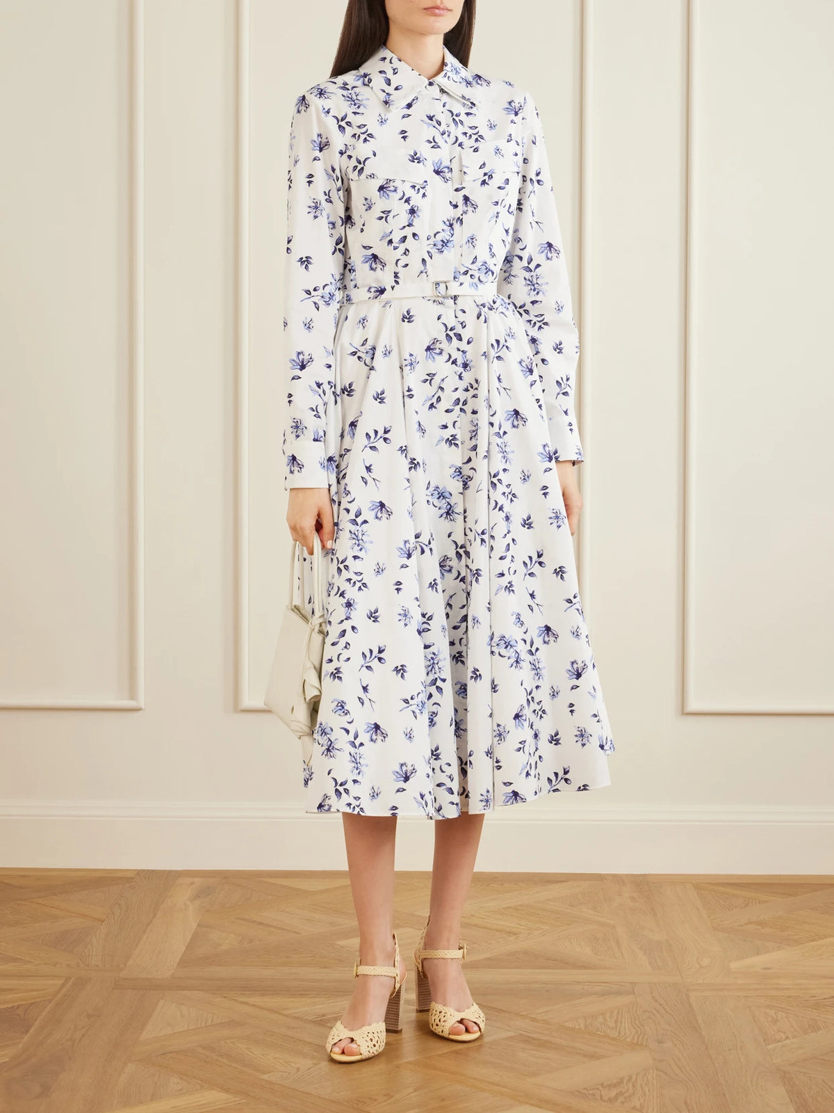 Image of Dresses. Product name - Emmalyna Floral-print Organic Cotton-poplin in White colour by brand - Emilia Wickstead