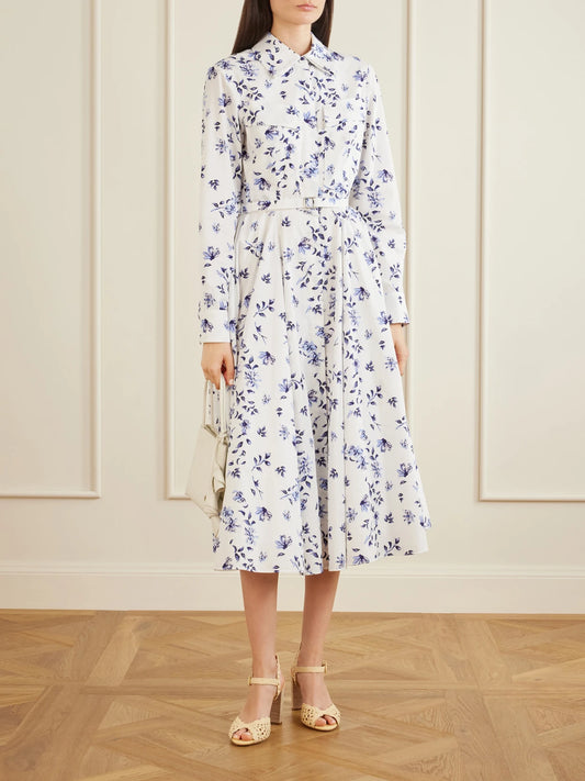 Image of Dresses. Product name - Emmalyna Floral-print Organic Cotton-poplin in White colour by brand - Emilia Wickstead
