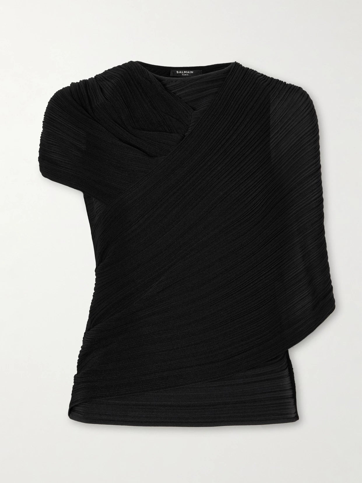 Draped Ribbed Jersey Blouse