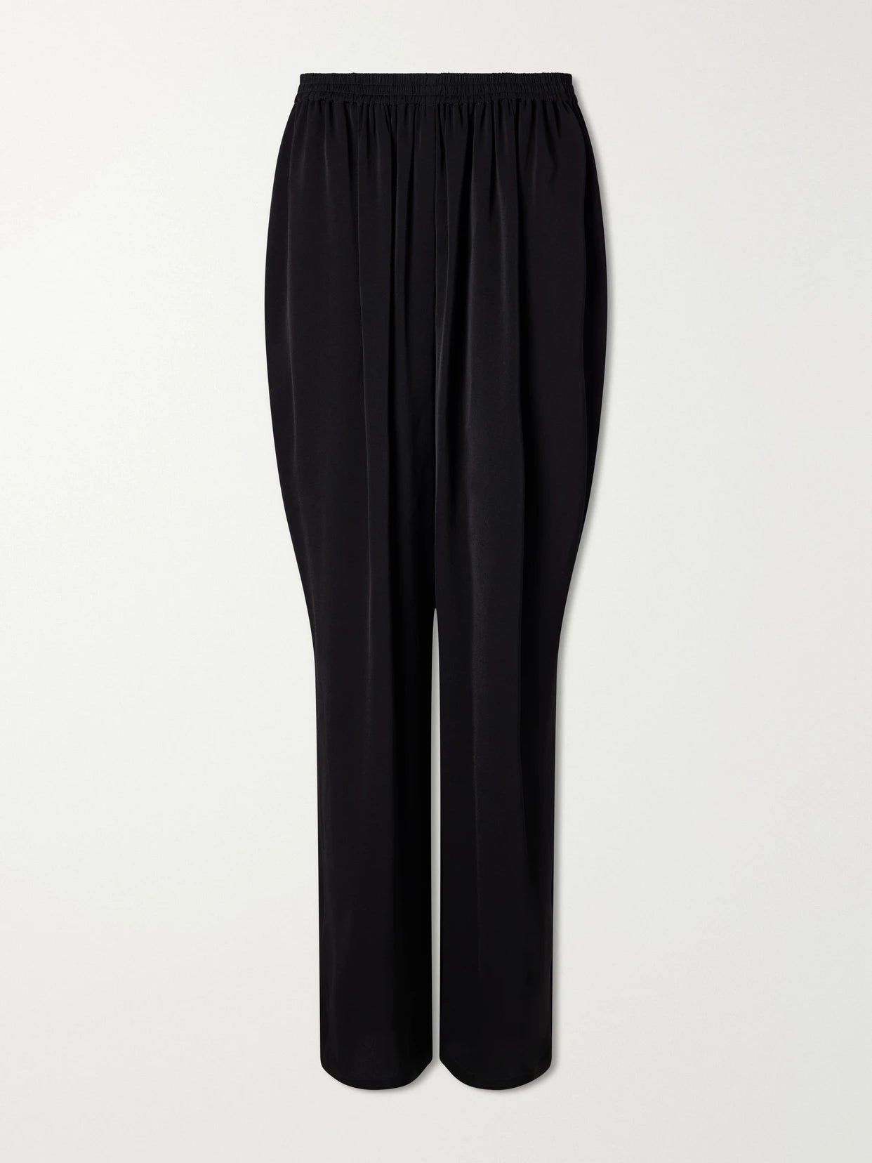 Image of a model wearing Pants. Product name - Striped Cady Straight-leg Pants in Black colour by brand - Alaïa