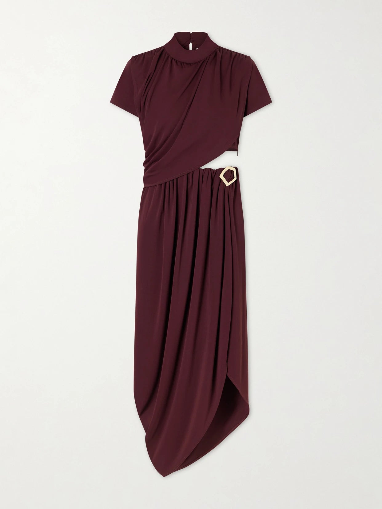 Pagani Cutout Embellished Gathered Crepe De Chine Midi Dress