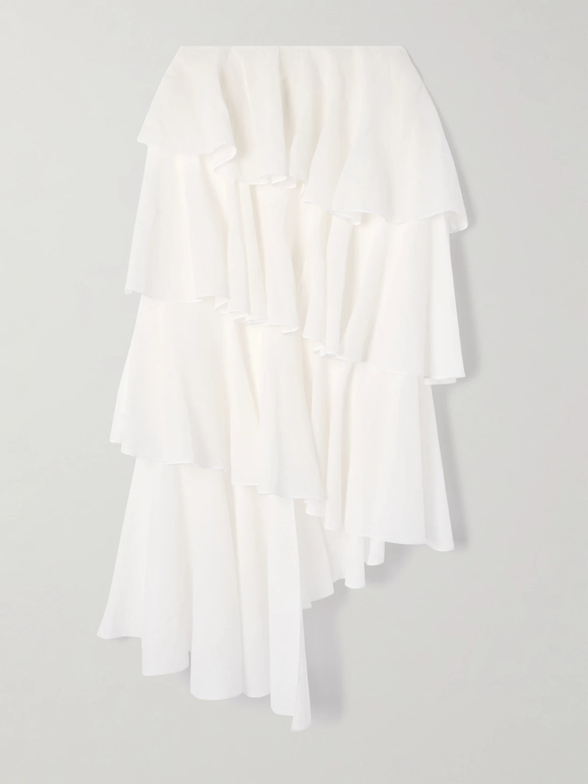 Tiered Asymmetric Cotton Midi Skirt