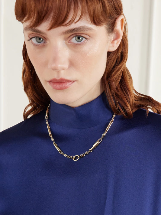 Image of Necklaces. Product name - Stirrup 14-karat Gold Necklace in Multi colour by brand - Lucy Delius