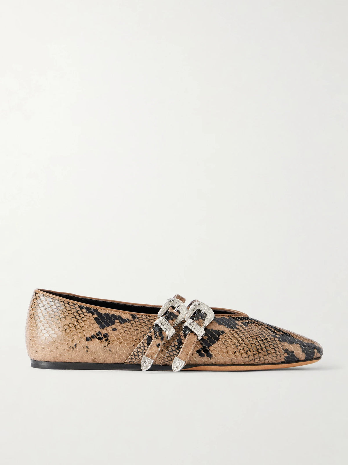 Claudia Snake-effect Leather Ballet Flats