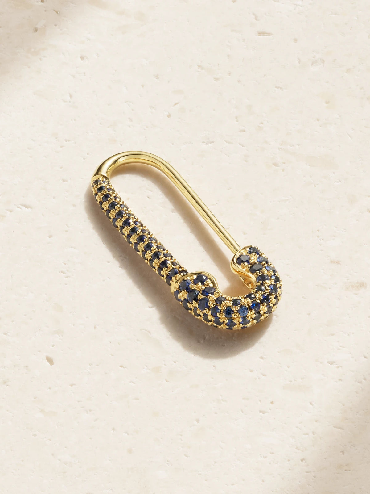 Safety Pin 18-karat Gold Sapphire Earring