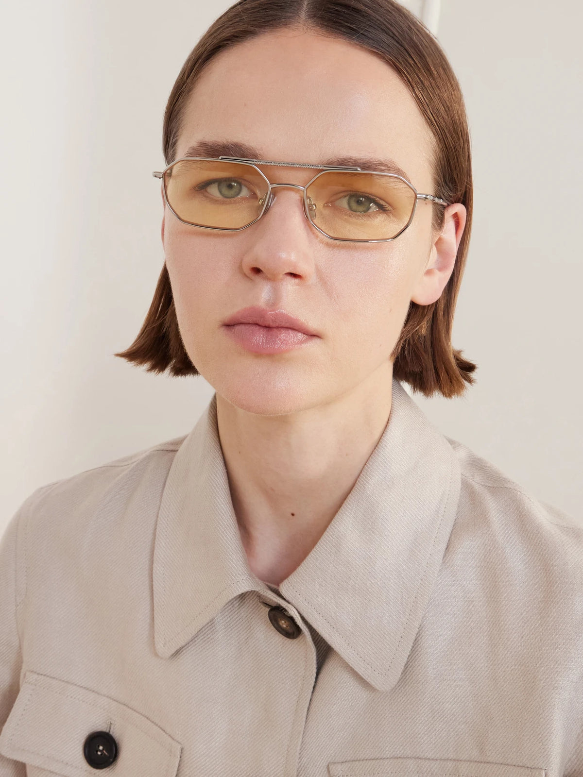Image of Accessories. Product name - Square-frame Silver-tone Optical Glasses in Multi colour by brand - Brunello Cucinelli