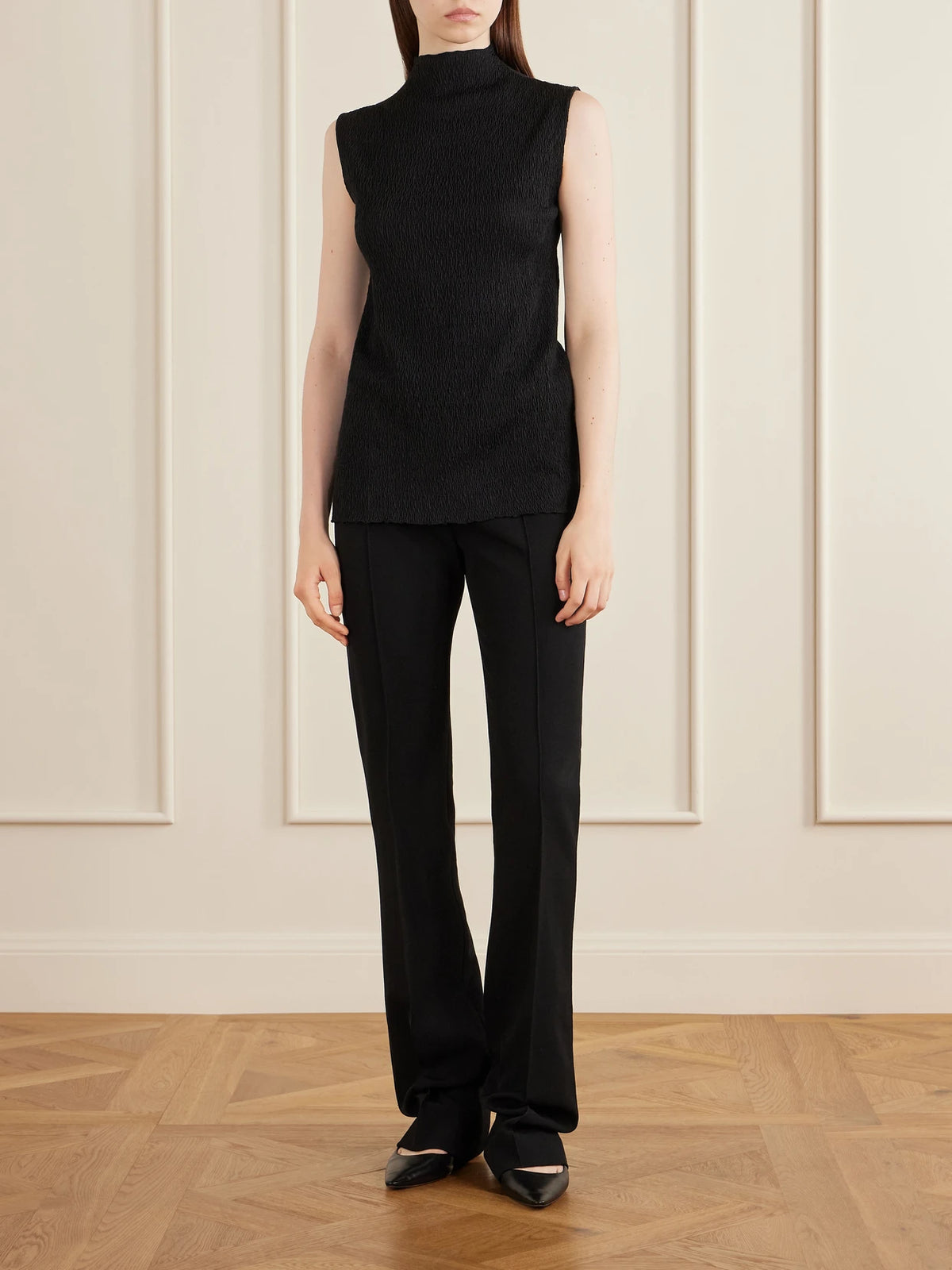 Image of Heels. Product name - Liisa Leather Kitten Pumps in Black colour by brand - The Row