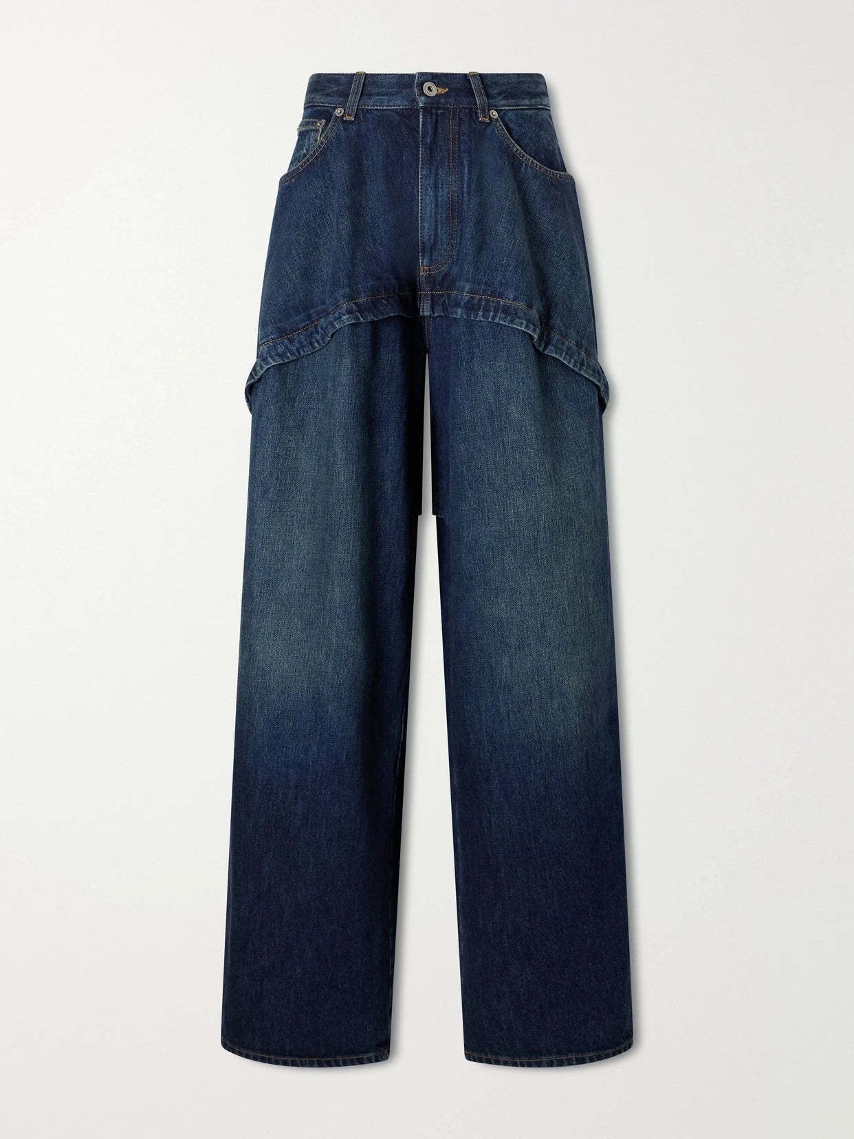 Layered Mid-rise Wide-leg Jeans