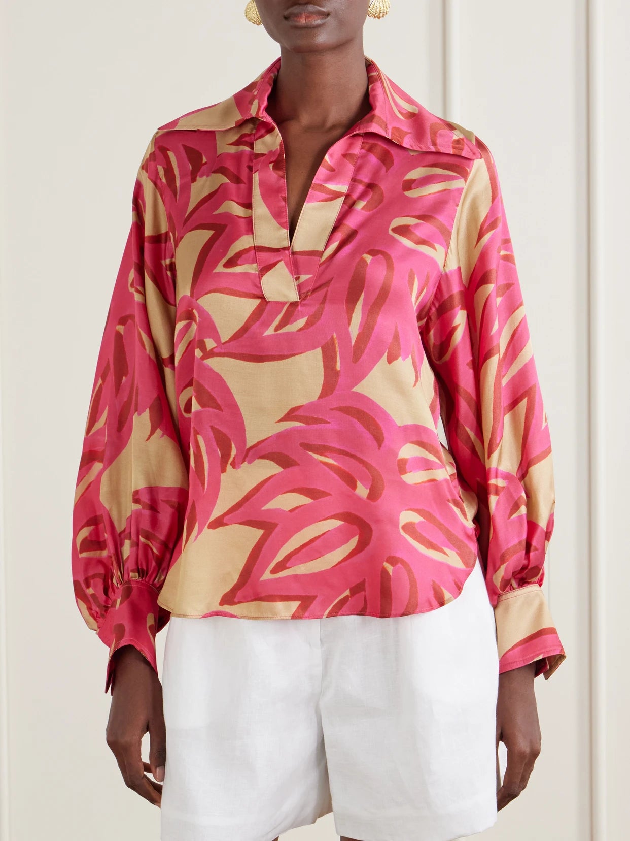 Ismene Printed Silk-blend Satin Blouse