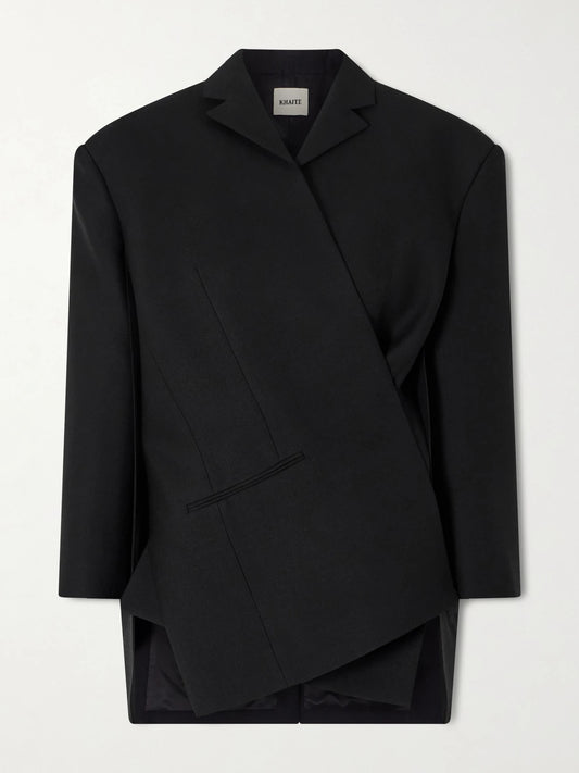Image of Coats & Jackets. Product name - Palto Wool And Silk-blend Cady Blazer in Black colour by brand - KHAITE