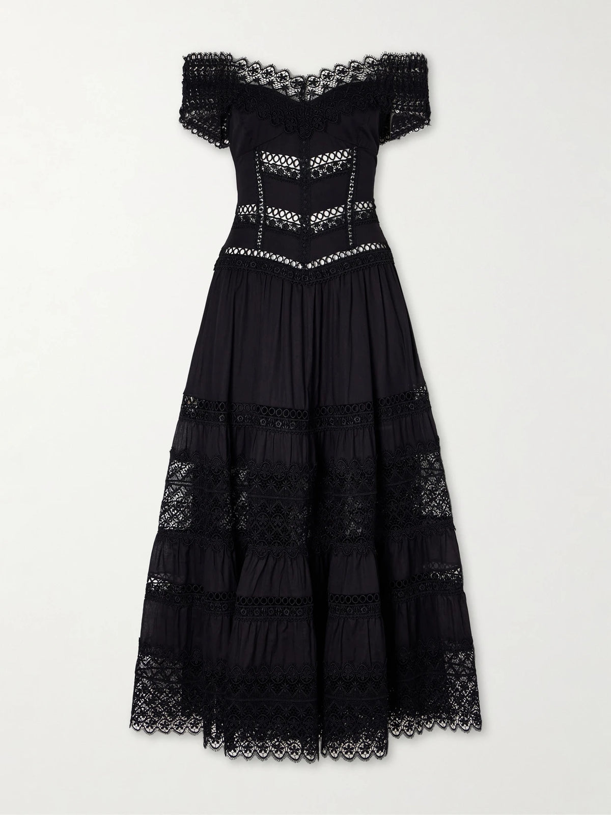 Amaira Embroidered Lace-trimmed Cotton-blend Maxi Dress