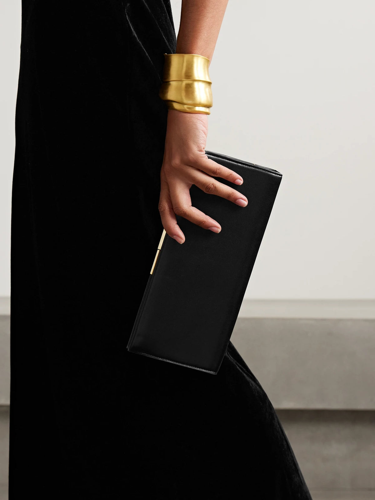 Image of Bags. Product name - Anjelica Leather Clutch in Black colour by brand - Nili Lotan