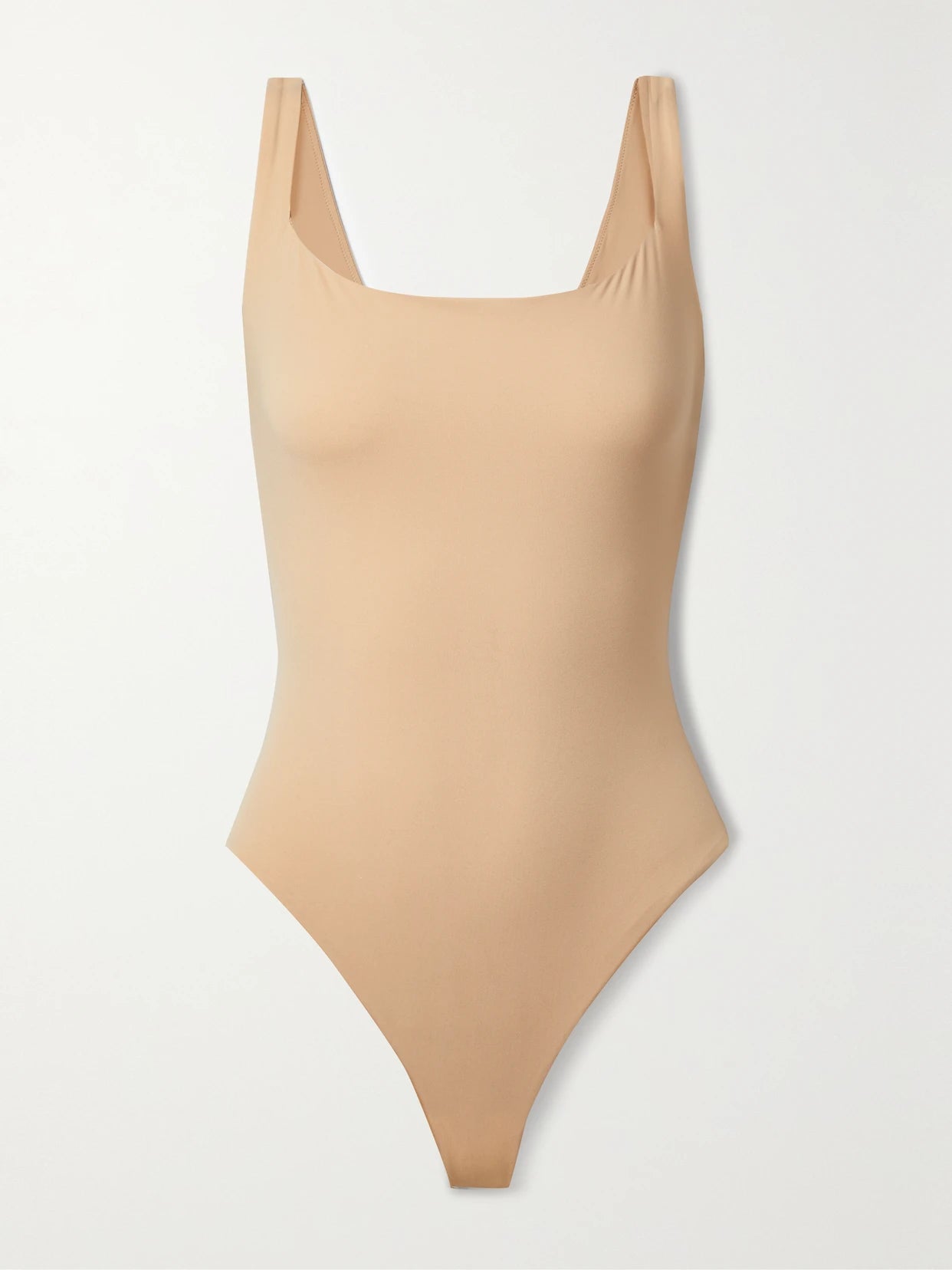 Image of Lingerie. Product name - Fits Everybody Square Neck Bodysuit - Clay in Neutral colour by brand - SKIMS