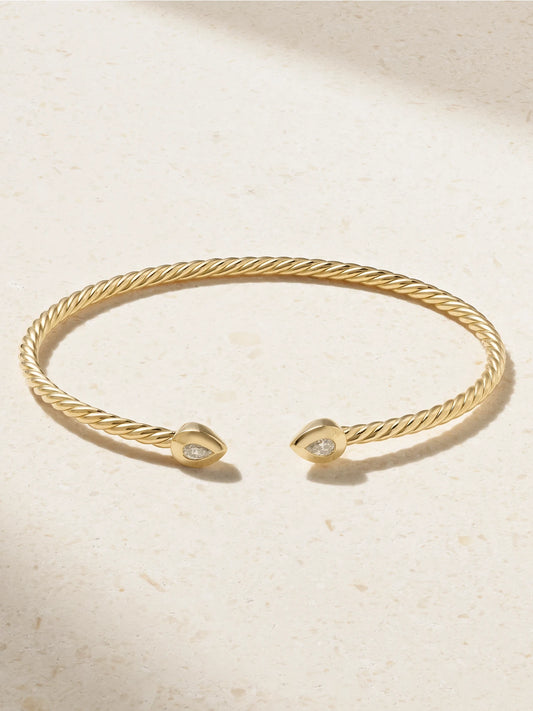 Petite Modern Renaissance Cablespira 18-karat Gold Diamond Cuff