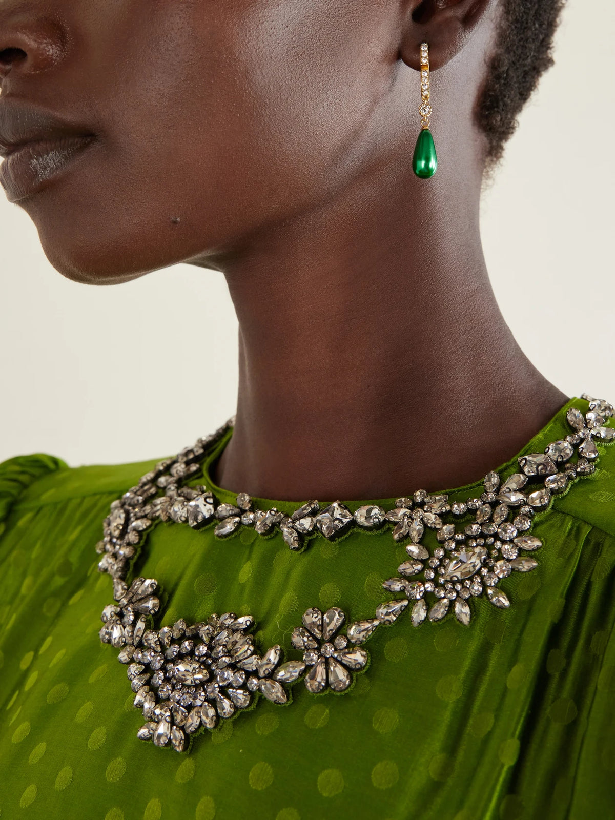 Image of Earrings. Product name - Gold-tone Beaded Crystal Earrings in Multi colour by brand - Valentino Garavani