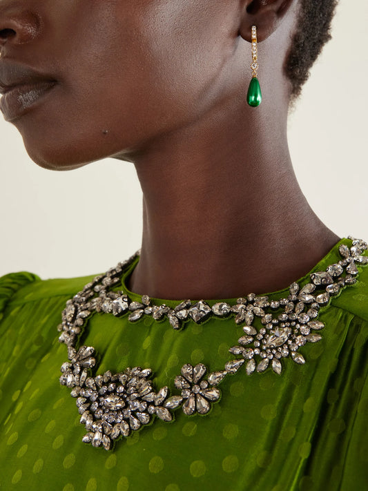 Image of Earrings. Product name - Gold-tone Beaded Crystal Earrings in Multi colour by brand - Valentino Garavani