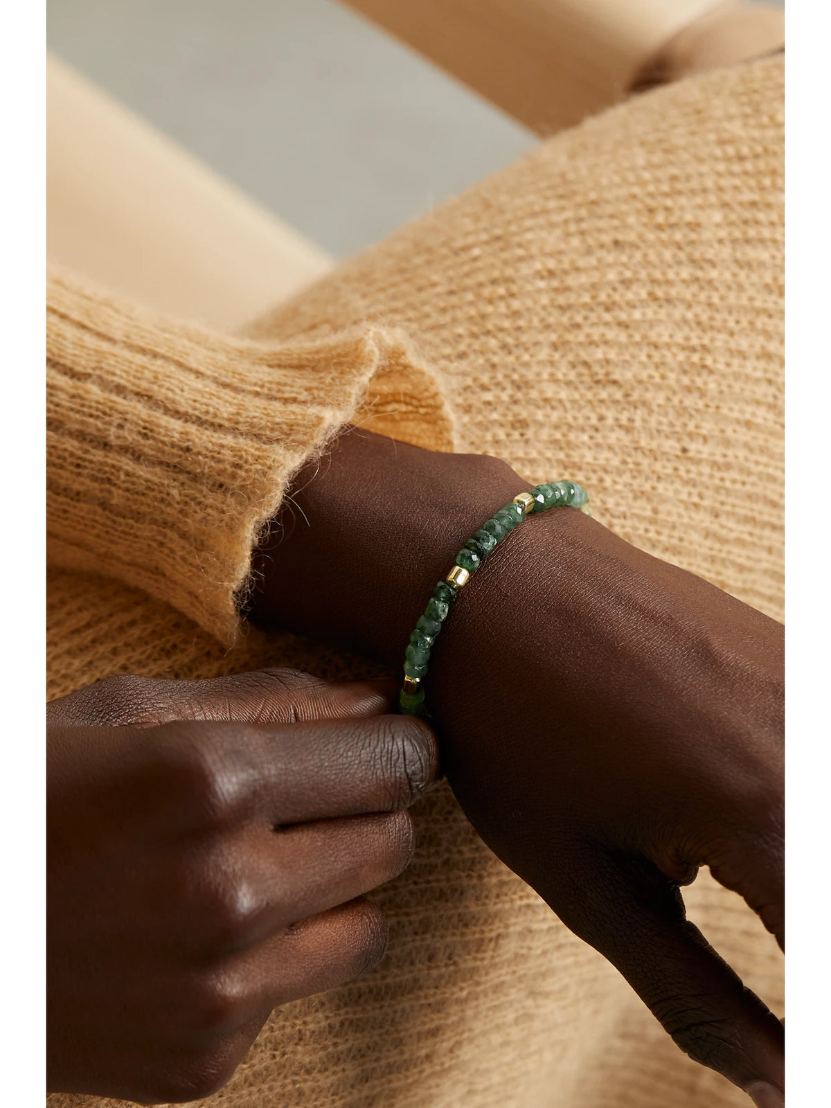 Image of Bracelets. Product name - Jumbo 14-karat Gold Emerald Bracelet in Green colour by brand - JIA JIA