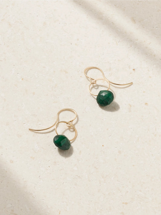 14-karat Recycled Gold Malachite Earrings