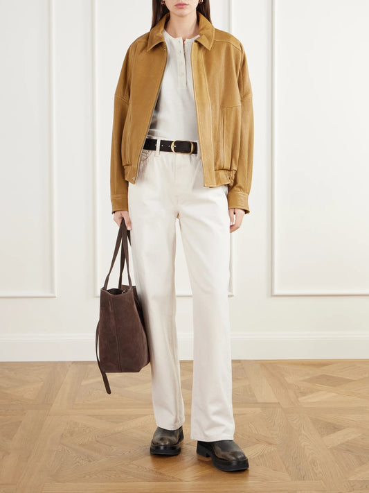 Image of a model wearing Tops. Product name - Waffle-knit Cotton-blend Henley in Cream colour by brand - RRL