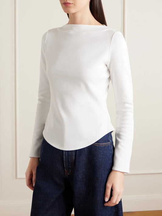 Asymmetric Cotton-blend Jersey Top