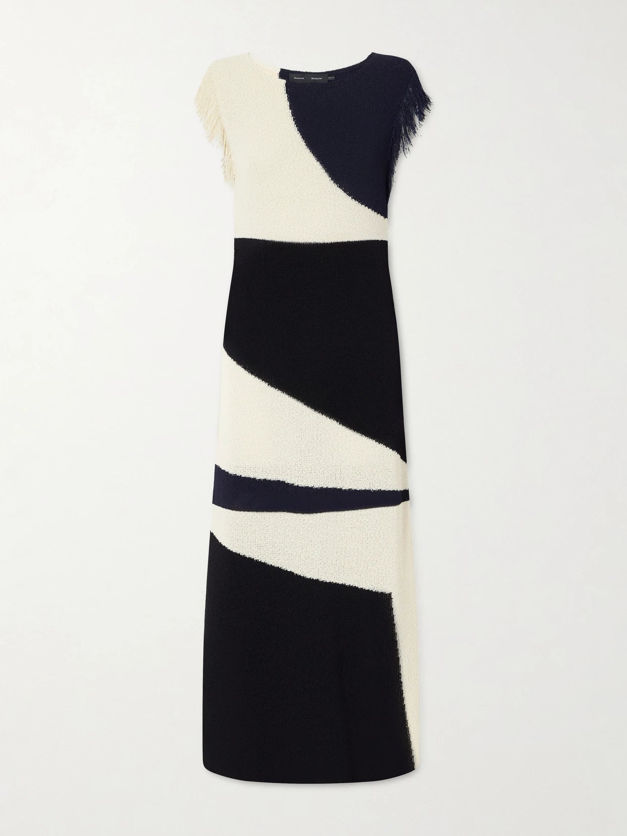 Saskia Intarsia-knit Woven Midi Dress