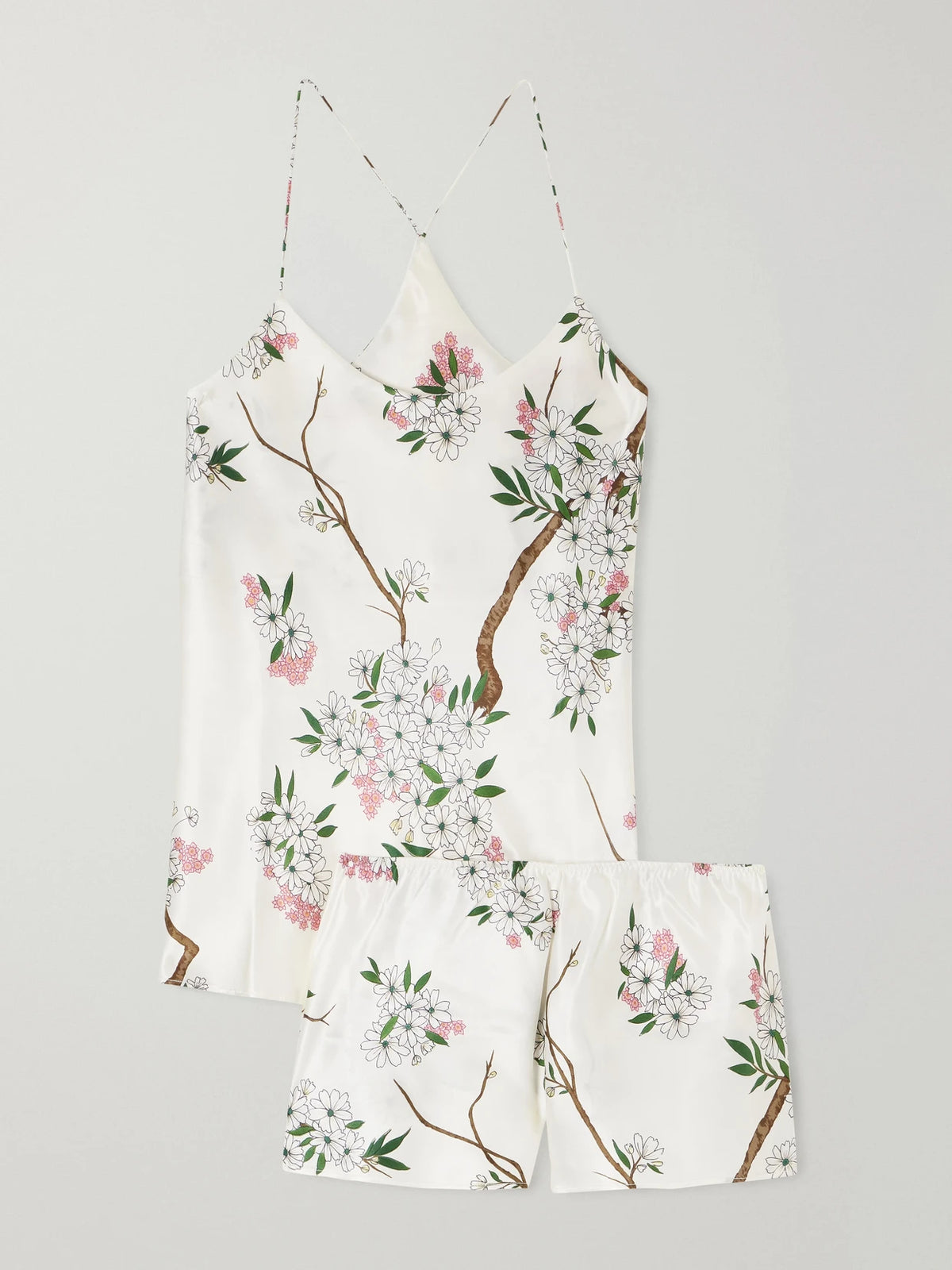 Bella Floral-print Silk-satin Pajama Set