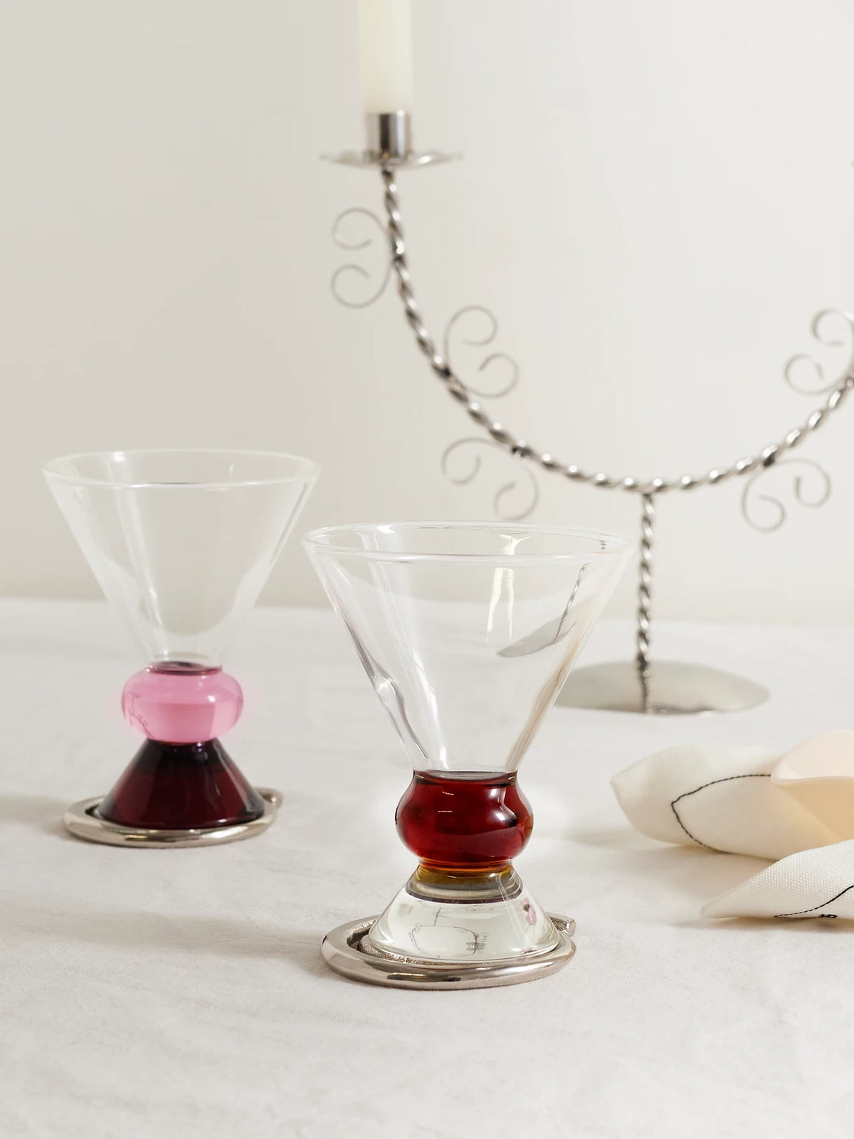 Image of Tableware. Product name - + Ghia Totem Set Of Four Glass Cups in Clear colour by brand - Sophie Lou Jacobsen