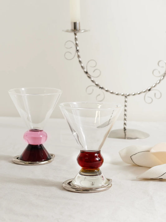 Image of Tableware. Product name - + Ghia Totem Set Of Four Glass Cups in Clear colour by brand - Sophie Lou Jacobsen