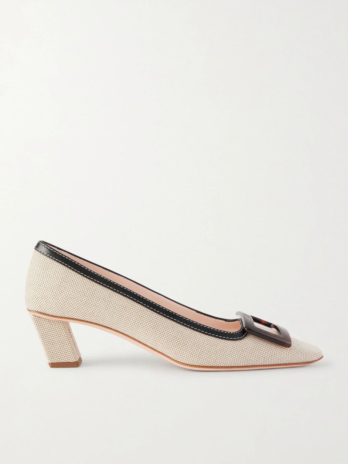 Belle Vivier 45 Leather-trimmed Canvas Pumps