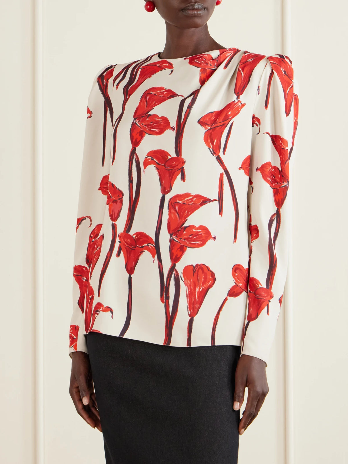 Carolina Herrera Floral-print Cady Blouse