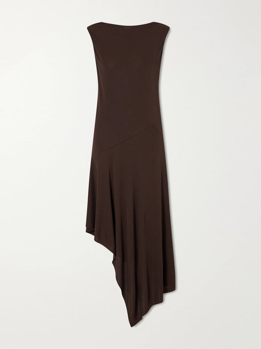 Asymmetric Jersey-crepe Midi Dress