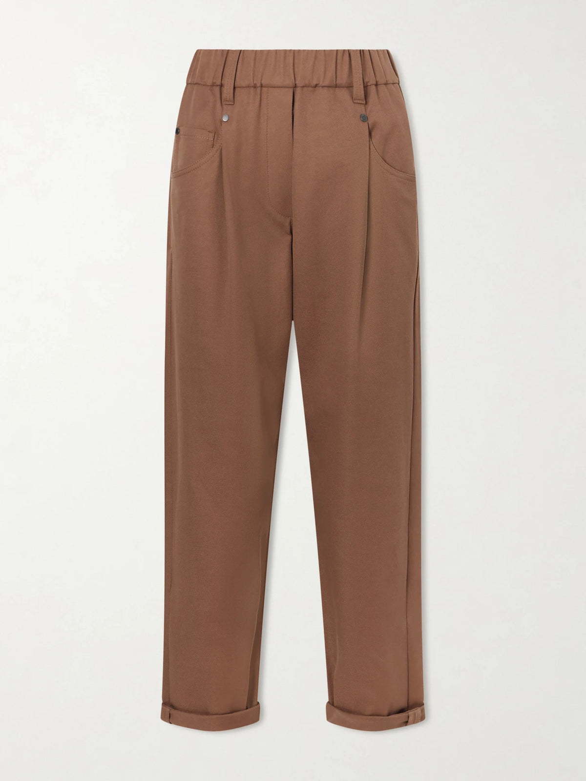 Cotton-blend Twill Straight-leg Pants