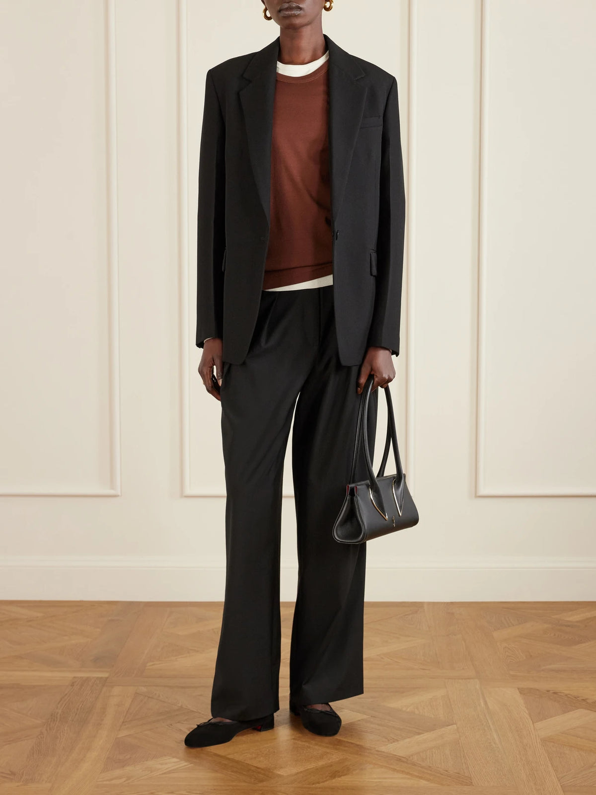 Image of Bags. Product name - Venus Leather Shoulder Bag in Black colour by brand - Christian Louboutin