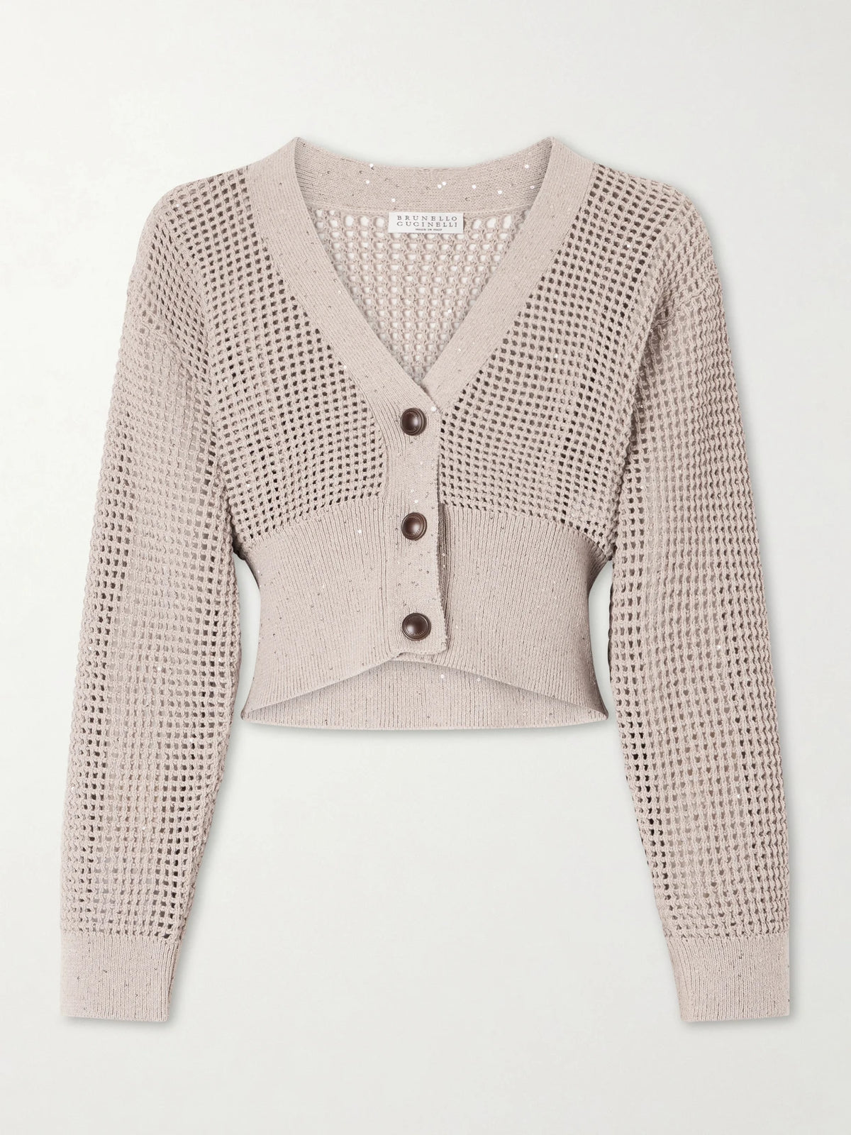 Brunello Cucinelli Sequin-embellished Open-knit Cotton-blend Cardigan