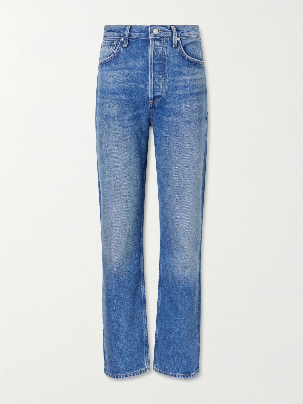 Image of Jeans. Product name - Blaine High-rise Straight-leg Jeans in Mid denim colour by brand - Citizens of Humanity