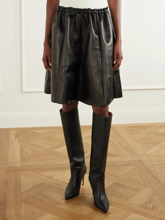 STOULS Naomi Paneled Leather Midi Skirt