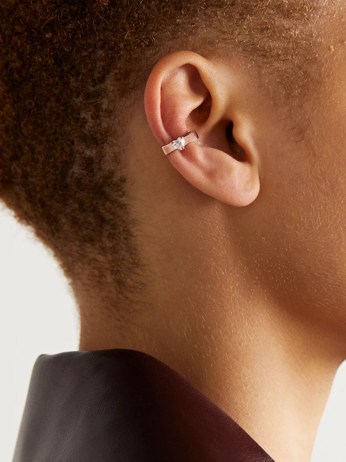 Image of Earrings. Product name - 18-karat Rose Gold Diamond Ear Cuff in Multi colour by brand - Anita Ko