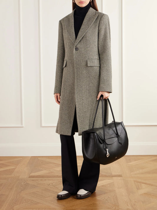 Image of Coats & Jackets. Product name - Herringbone Wool-blend Twill Coat in Black colour by brand - Polo Ralph Lauren