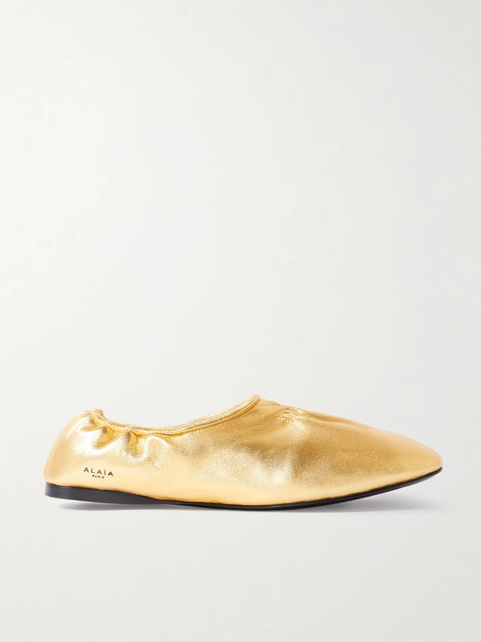 Metallic Leather Ballet Flats